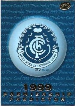 1999 Select AFL Premiere - Premiership Predictors #PC3 Carlton Blues Front